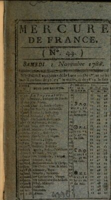 Mercure de France Samstag 1. November 1788