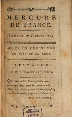 Mercure de France Samstag 17. Januar 1789
