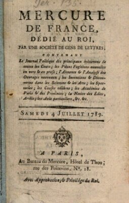 Mercure de France Samstag 4. Juli 1789