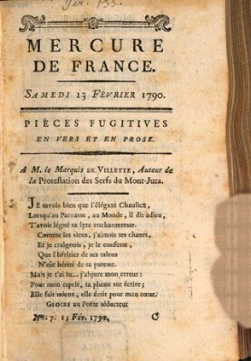Mercure de France Samstag 13. Februar 1790