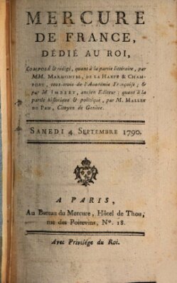 Mercure de France Samstag 4. September 1790