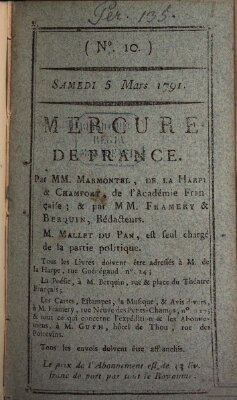 Mercure de France Samstag 5. März 1791