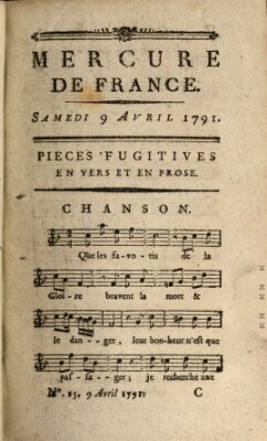 Mercure de France Samstag 9. April 1791