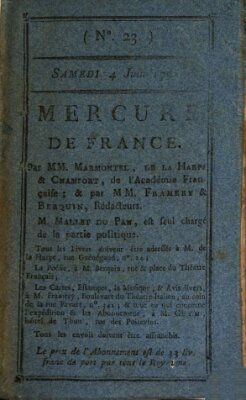 Mercure de France Samstag 4. Juni 1791