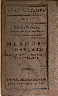 Mercure de France Sonntag 27. September 1795