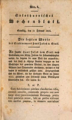 Solothurnisches Wochenblatt Samstag 21. Februar 1818