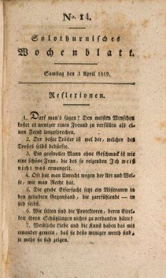 Solothurnisches Wochenblatt Samstag 3. April 1819