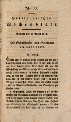 Solothurnisches Wochenblatt Samstag 14. August 1819