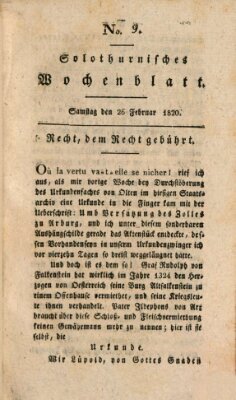 Solothurnisches Wochenblatt Samstag 26. Februar 1820