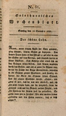 Solothurnisches Wochenblatt Samstag 16. Dezember 1820