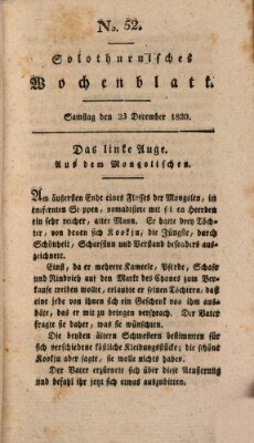 Solothurnisches Wochenblatt Samstag 23. Dezember 1820