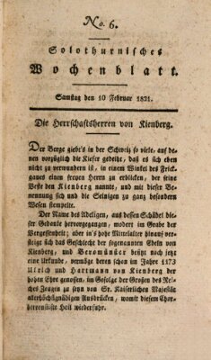 Solothurnisches Wochenblatt Samstag 10. Februar 1821
