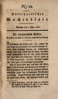 Solothurnisches Wochenblatt Samstag 2. Juni 1821