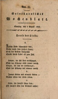 Solothurnisches Wochenblatt Samstag 9. August 1823