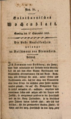 Solothurnisches Wochenblatt Samstag 27. September 1823