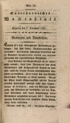 Solothurnisches Wochenblatt Samstag 27. Dezember 1823