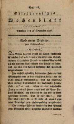 Solothurnisches Wochenblatt Samstag 26. November 1825