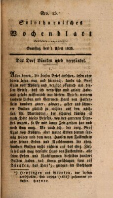 Solothurnisches Wochenblatt Samstag 1. April 1826
