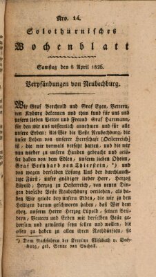 Solothurnisches Wochenblatt Samstag 8. April 1826