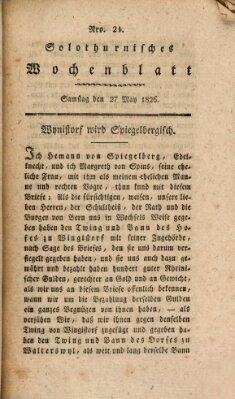 Solothurnisches Wochenblatt Samstag 27. Mai 1826