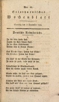 Solothurnisches Wochenblatt Samstag 9. Dezember 1826