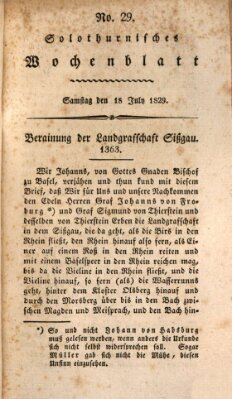 Solothurnisches Wochenblatt Samstag 18. Juli 1829