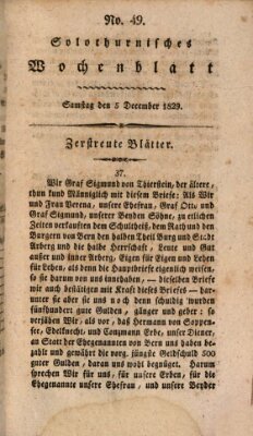 Solothurnisches Wochenblatt Samstag 5. Dezember 1829