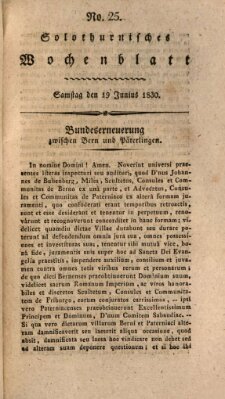 Solothurnisches Wochenblatt Samstag 19. Juni 1830