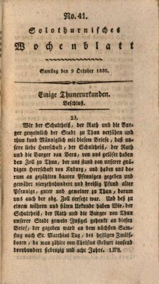 Solothurnisches Wochenblatt Samstag 9. Oktober 1830