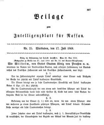 Intelligenzblatt für Nassau (Herzoglich-nassauisches allgemeines Intelligenzblatt) Freitag 17. Juli 1868