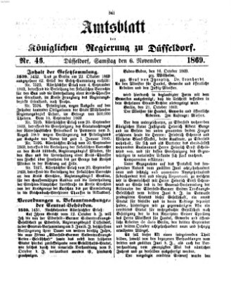 Amtsblatt für den Regierungsbezirk Düsseldorf Samstag 6. November 1869