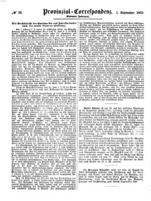 Provinzial-Correspondenz Mittwoch 1. September 1869