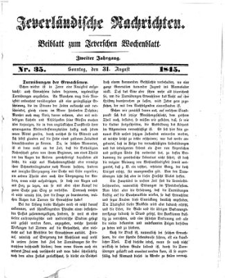 Jeverländische Nachrichten Sonntag 31. August 1845