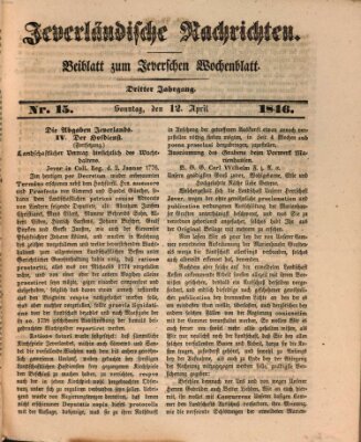 Jeverländische Nachrichten Sonntag 12. April 1846