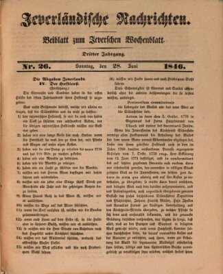 Jeverländische Nachrichten Sonntag 28. Juni 1846