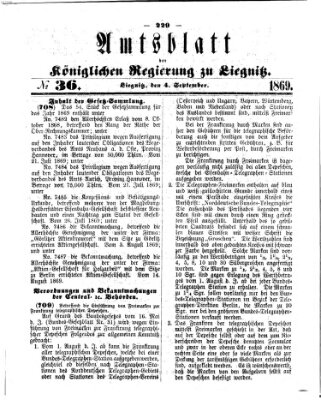 Amts-Blatt der Preußischen Regierung zu Liegnitz Samstag 4. September 1869