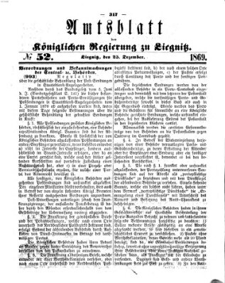 Amts-Blatt der Preußischen Regierung zu Liegnitz Samstag 25. Dezember 1869