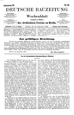 Deutsche Bauzeitung 〈Berlin〉 Donnerstag 30. September 1869