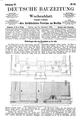 Deutsche Bauzeitung 〈Berlin〉 Donnerstag 30. Dezember 1869