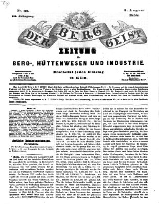 Der Berggeist Dienstag 3. August 1858
