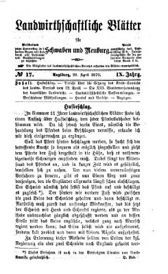 Landwirtschaftliche Blätter für Schwaben und Neuburg Donnerstag 28. April 1870