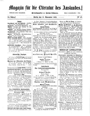 Magazin für die Literatur des Auslandes Samstag 18. November 1865