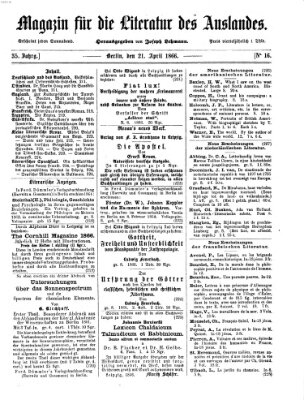 Magazin für die Literatur des Auslandes Samstag 21. April 1866