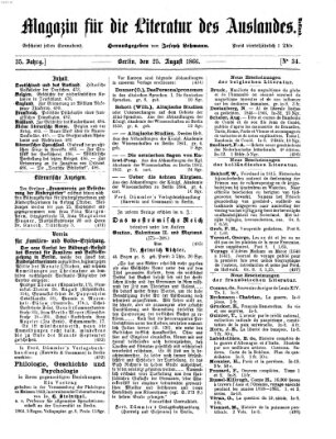 Magazin für die Literatur des Auslandes Samstag 25. August 1866