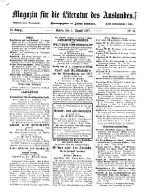 Magazin für die Literatur des Auslandes Samstag 3. August 1867