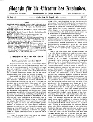 Magazin für die Literatur des Auslandes Samstag 28. August 1869