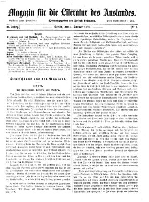 Magazin für die Literatur des Auslandes Samstag 1. Januar 1870
