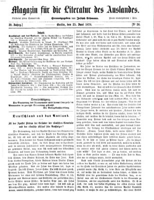 Magazin für die Literatur des Auslandes Samstag 25. Juni 1870