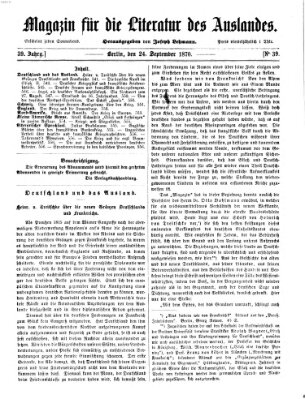 Magazin für die Literatur des Auslandes Samstag 24. September 1870