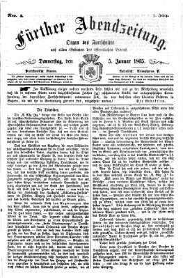 Fürther Abendzeitung Donnerstag 5. Januar 1865